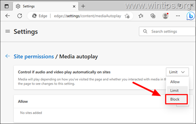 Як заблокувати аудіо - автовідтворення відео в Edge