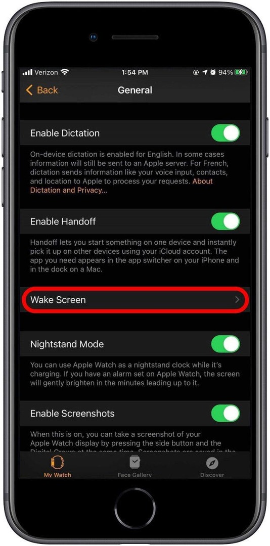 Klepnite na Wake Screen