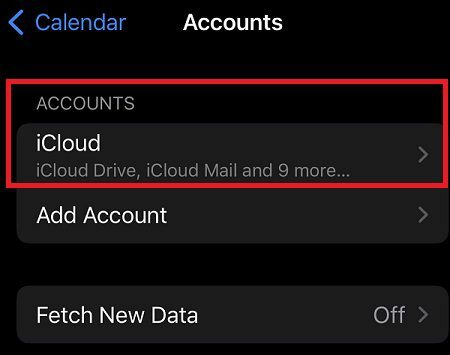 Account calendario iOS