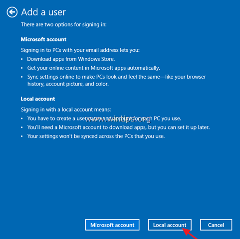 pridėti vietinį vartotoją „Windows 10“.