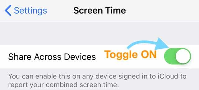 Compartir el tiempo de pantalla de iOS en todos los dispositivos