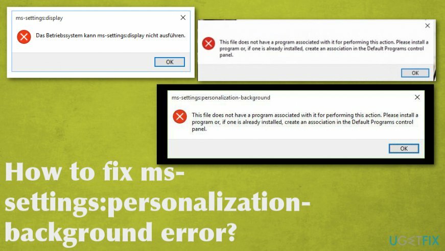 Oprava ms-settings: chyba personalizace-pozadí