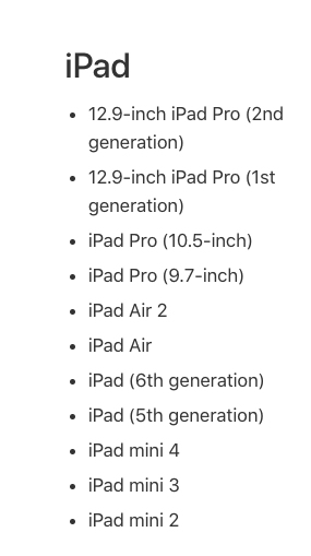 ipads som kan dataoverføring med hurtigstart