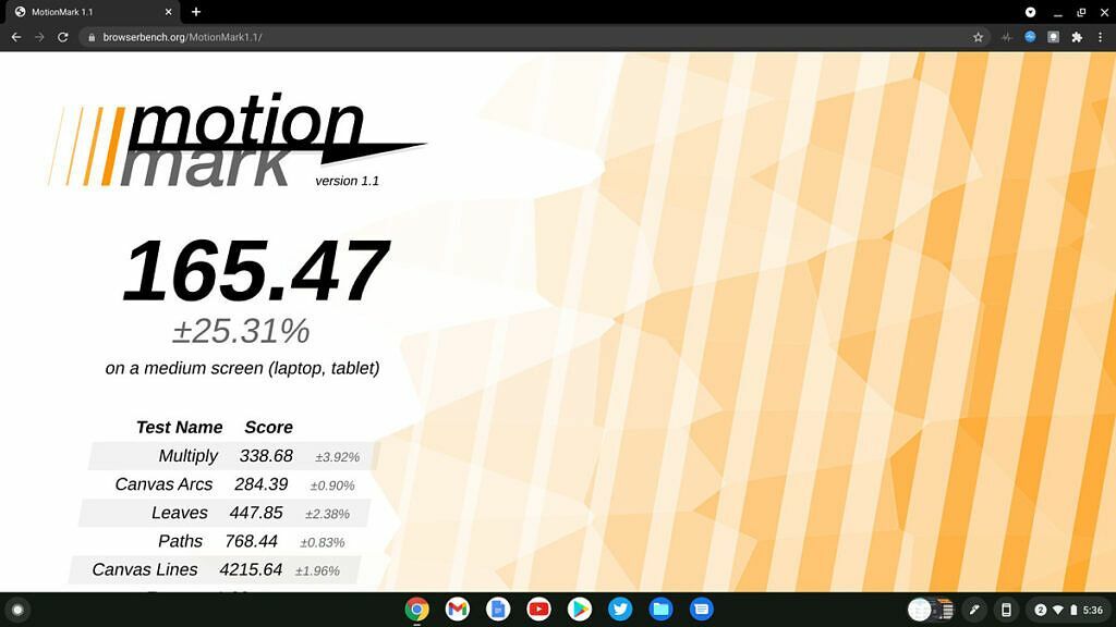 Qualcomm vs. Intel vs. AMD Chromebook: Acer Spin 514 MotionMark