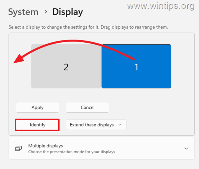 Reorganizar monitores no Windows 11