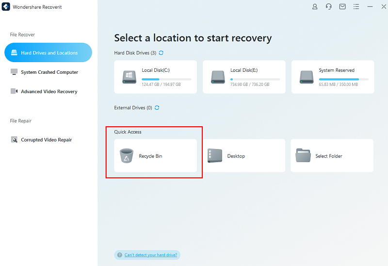 Wondershare Recoverit -Recover Recycle Bin