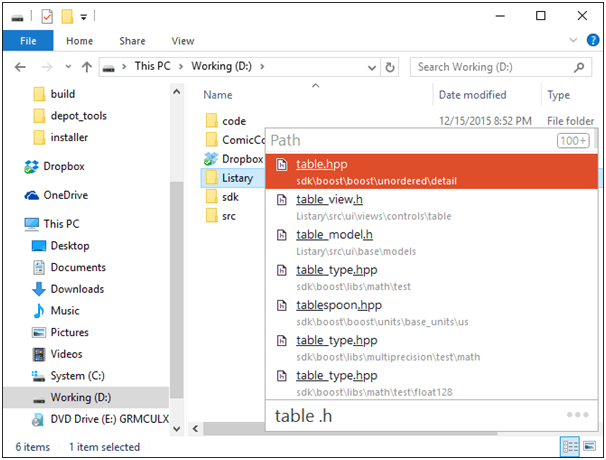 Listary - панель запуску настільних програм для Windows