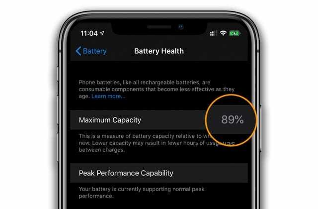 iPhone-batteri maksimal kapasitet for batterihelse