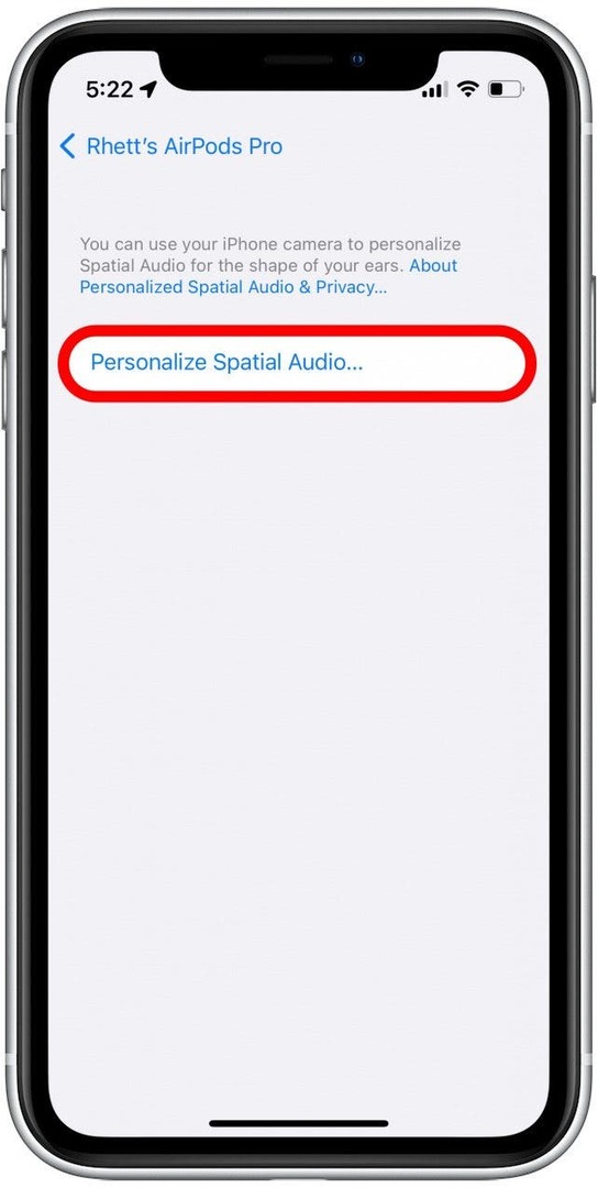 Tocca Personalizza audio spaziale.