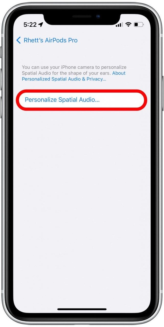 Appuyez sur Personnaliser l'audio spatial.