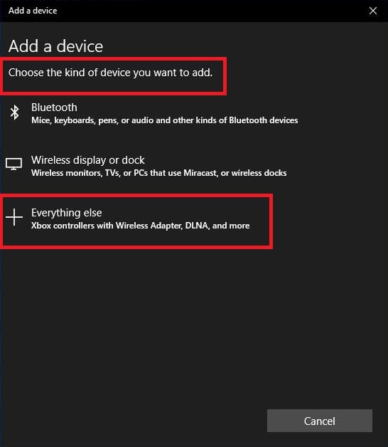 Додати пристрій bluetooth за допомогою опції Everthing else