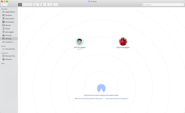 Uvažanje fotografij iz iPhona v Mac z uporabo AirDrop