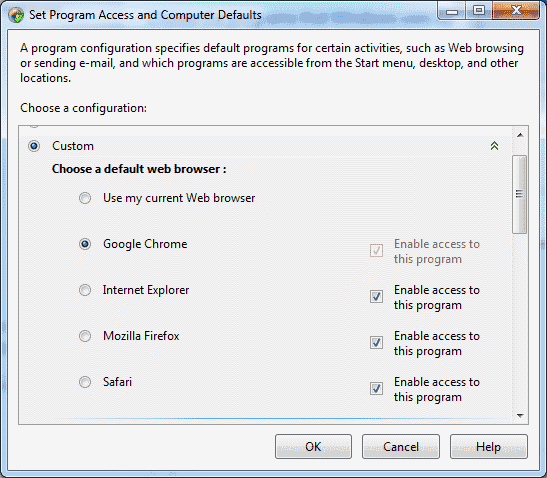 Win7 standard webbrowser indstilling