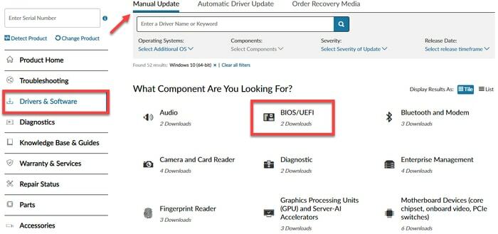 Seleziona la categoria BIOSUEFI