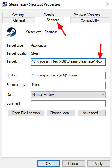 Tambahkan -tcp Di Akhir Kotak Manual Target