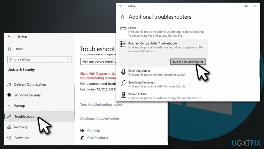 Exécuter l'utilitaire de résolution des problèmes des applications Windows