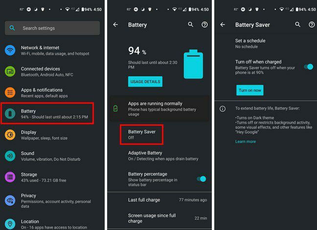 Android 11 Poista virransäästö käytöstä