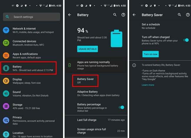 Android 11 Disattiva risparmio batteria