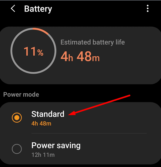 Samsung Galaxy horloge batterij instellingen