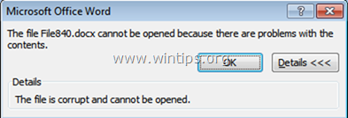 Word-Datei ist beschädigt und kann nicht geöffnet werden