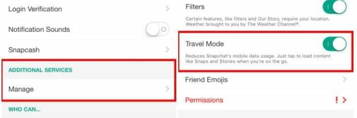 Configurações do Snapchat