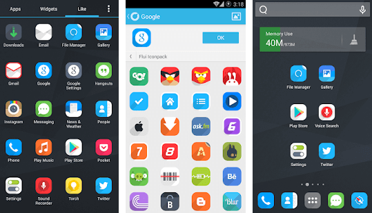 Flui Icon Pack - ตัวเปิด iPhone อันดับต้น ๆ สำหรับ Android