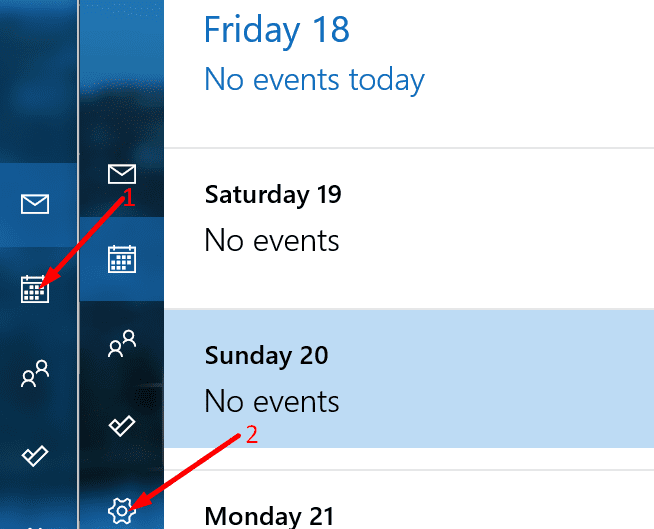 setările calendarului Outlook