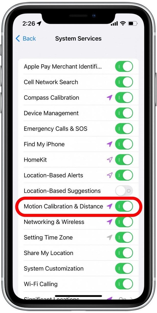 Finn Motion Calibration & Distance og bekreft at den er slått på.