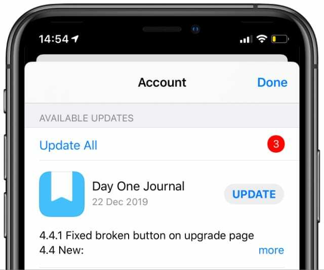 iPhone'daki App Store'dan Tüm uygulamaları güncelle düğmesi