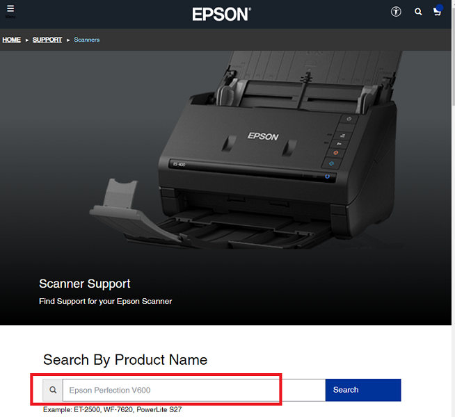 Recherchez votre modèle de scanner Canon comme Epson Perfection V600