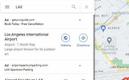 Google Zemljevidi LAX