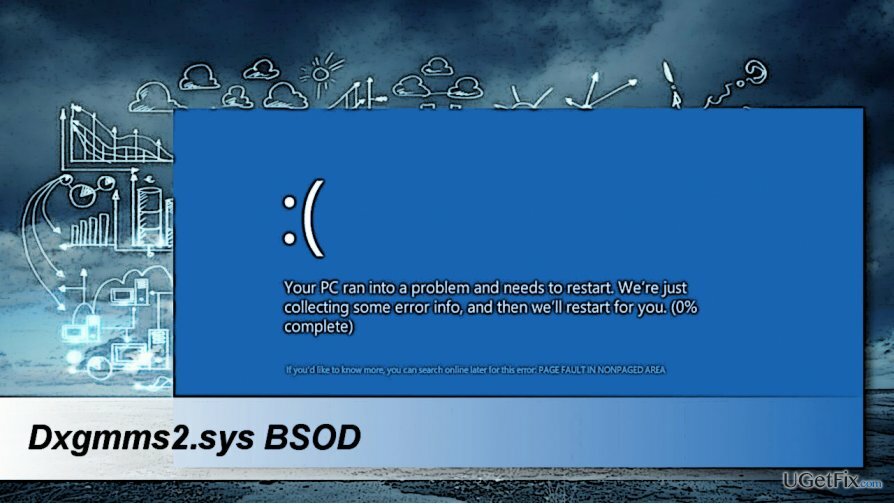 snímek obrazovky chyby BSOD dxgmms2.sys