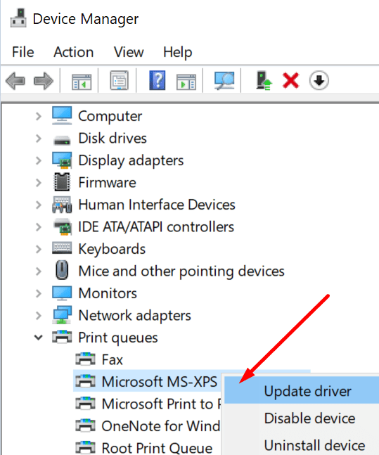 Microsoft XPS-Druckertreiber aktualisieren