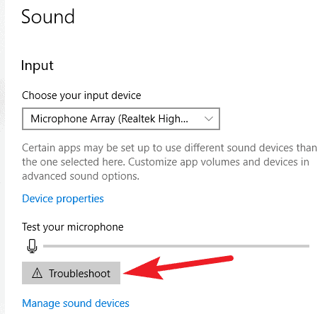 запустите средство устранения неполадок для вашего микрофона