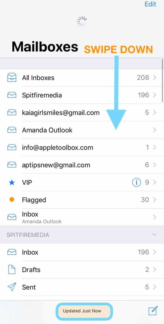 Kényszerítse a Mail alkalmazást az iPhone iOS 12 frissítésére