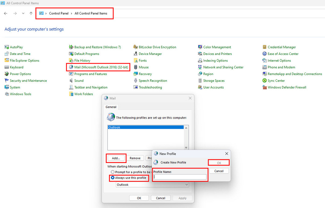 Zobrazenie e-mailu v Outlooku zmenené Opravené pomocou Vytvoriť nový profil Outlooku
