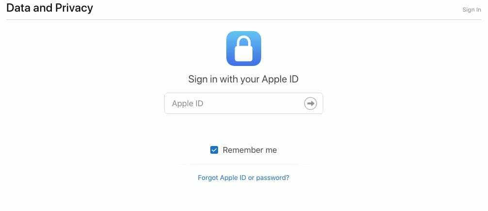 Portal de privacidad y datos de Apple