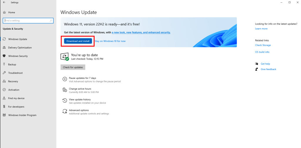 A Windows 11 22H2 frissítésének letöltése (Fotó: Microsoft jóvoltából)