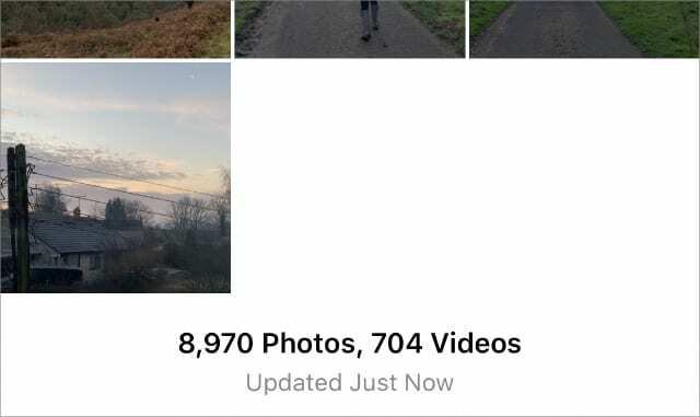Aplicația iPhone Photos care spune „Actualizat tocmai acum”