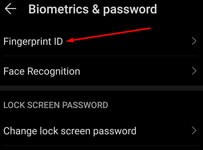 Postavke otiska prsta i biometrije za android