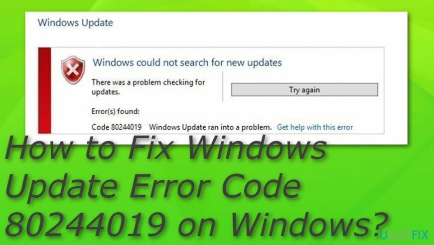 Windows Update Error Code 80244019 v systému Windows