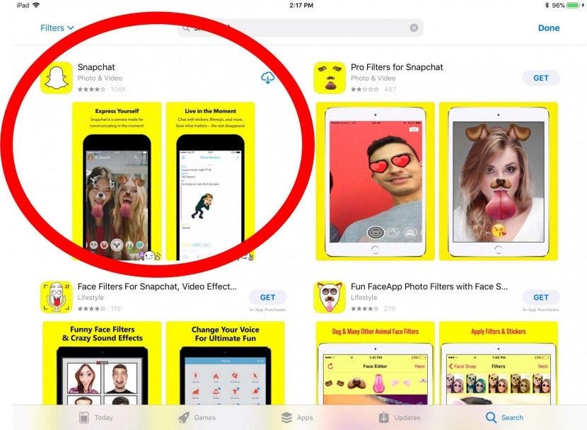 snapchat per ipad