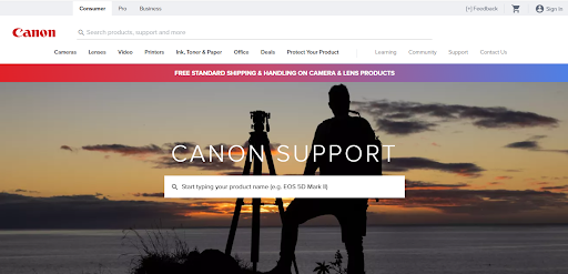 Canon의 공식 지원 페이지