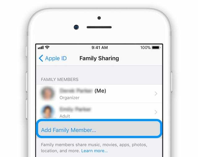 Family Sharing Voeg gezinslid toe met Family Organizer