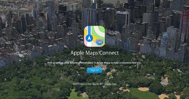 Banner der Apple Maps Connect-Startseite