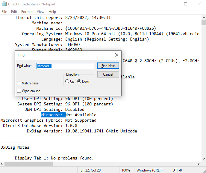 Miracast- Ikke tilgængelig betyder, at dit system ikke kan køre Miracast