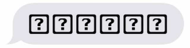 Küsimärk kastisümbolis iPhone'is emotikonide asemel