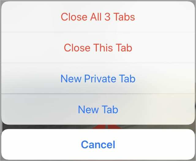 Schaltfläche " Alle Tabs schließen" in Safari