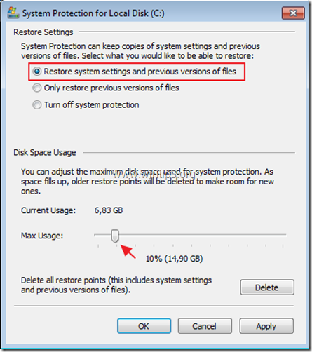 Aktivieren Sie den Schutz der Systemwiederherstellung Windows 7