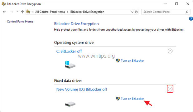 schalte bitlocker vhd ein